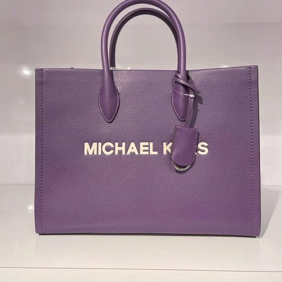 MICHAEL KORS Mirella Medium EW Pebbled Leather Tote Bag
Dark Purple 
NWT - Picture 2 of 16